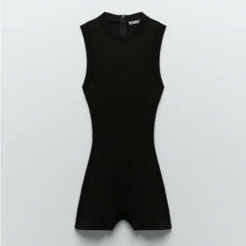 Zara Black Sleeveless Knit Romper